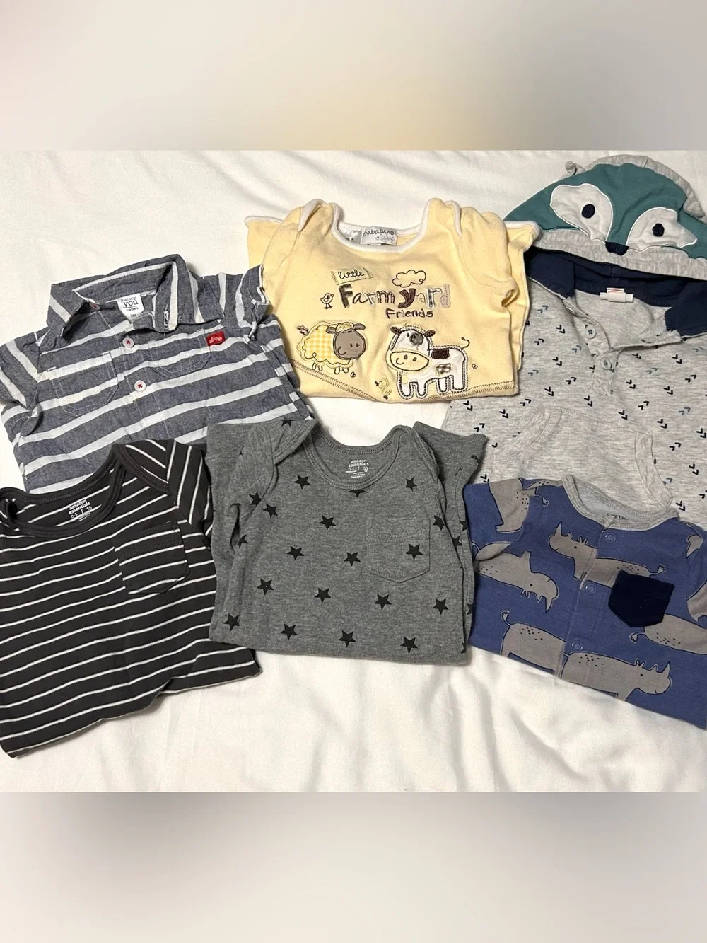 3 Month 6 piece Romper Set Excellent Condition! Long & Short Sleeve, Hooded